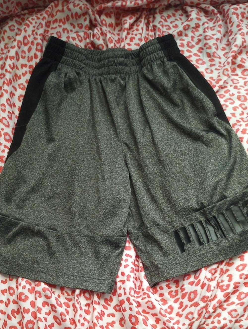 Puma Olive Green and Black Men's Athletic Shorts